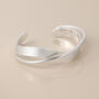 Silver Plated Twisted Mixed Finish Crossover Cuff Bangle Bracelet, thumbnail 4 of 5