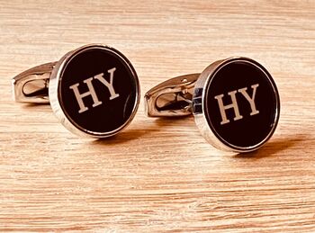 Personalised Silver Plated Initial Cufflinks, 2 of 6