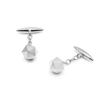 Recycled Silver Platonic Solid Icosahedron Cufflinks, 2 of 4