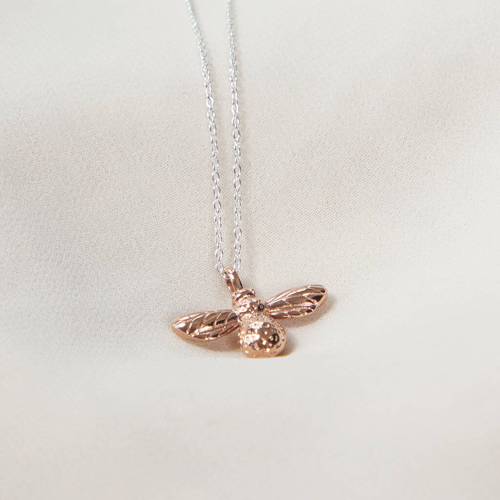 Honey Bee Necklace Rose Gold Plated, 1 of 3