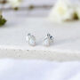 Mini Sterling Silver Teardrop White Opal Stud Earrings, thumbnail 3 of 11