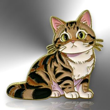Cute Anime Tabby Cat Enamel Pin Brooch, 4 of 9