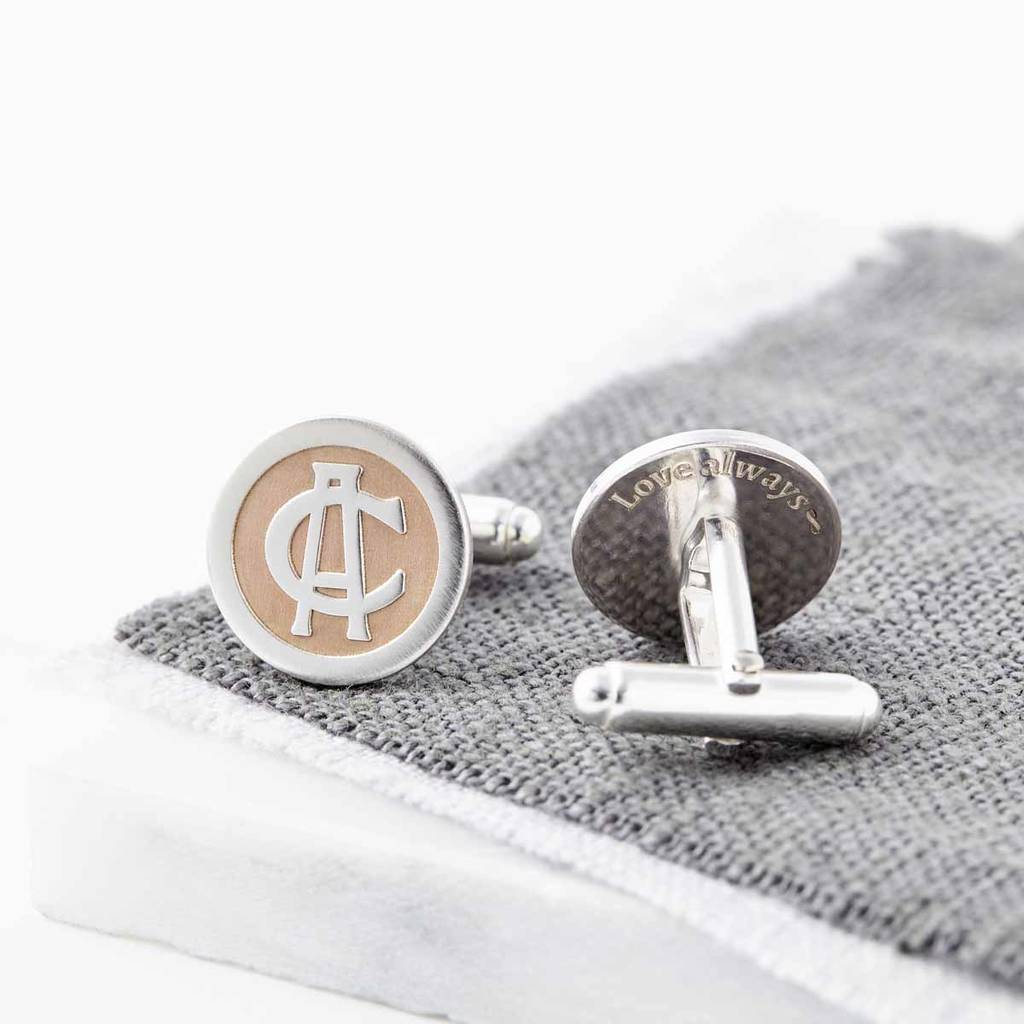 Rose Gold Plated Silver Entwined Monogram Cufflinks, 1 of 5