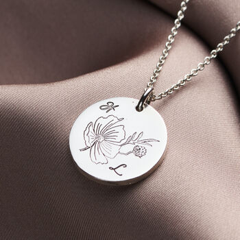 Engraved Birth Flower Initials Necklace, 6 of 12