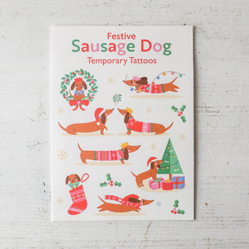 Festive Sausage Dog Tattoos, 2 of 2