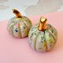 Handmade Ceramic Pumpkin With Gold Lustre Stem And Flecked Colourful Glaze, thumbnail 3 of 3