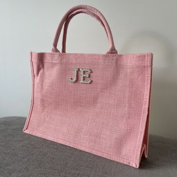 Personalised Pink Jute Patch Tote Bag, 3 of 6