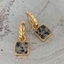 Square Dalmatian Jasper Gold Plated Gemstone Earrings, thumbnail 2 of 6