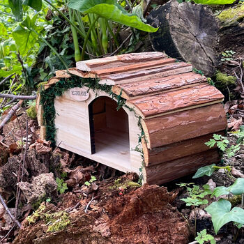 Prickles The Hedgehog Wooden House With Nesting Straw, 3 of 6