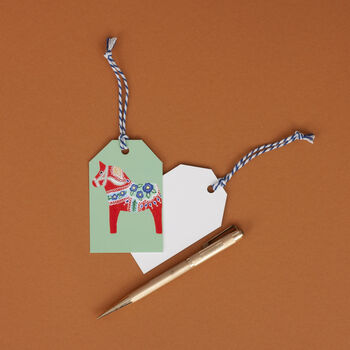 Dala Horse Christmas Gift Tag Pack Of Five, 5 of 8