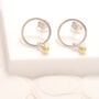 Silver Circle Stud Earrings With Dangling Gold Ball, thumbnail 4 of 6