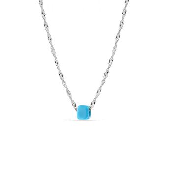 Twisted Singapore Sterling Silver Necklace Turquoise, 3 of 5
