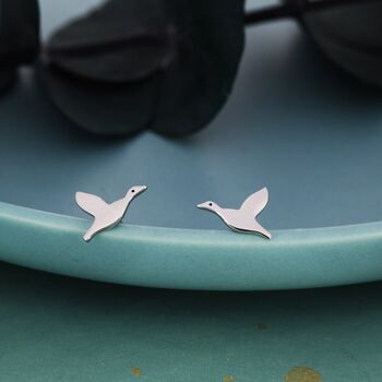 Sterling Silver Flying Duck Stud Earrings, 4 of 10