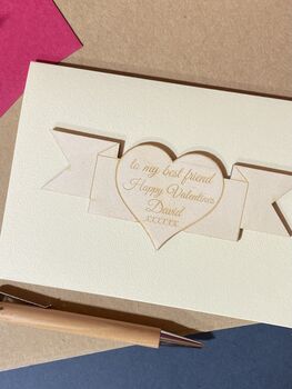 Personalised Wooden Heart Valentine’s Keepsake Card, 2 of 9