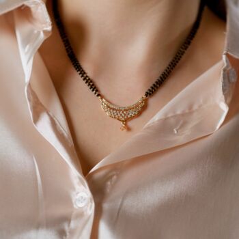 Nazaria Zircon Mangalsutra Black Beads Necklace, 2 of 5
