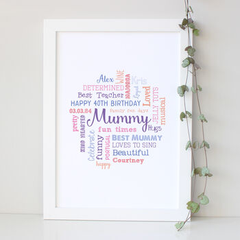 Personalised 40th Word Art Birthday Gift For Her, 3 of 7