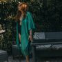 Turquoise Viscose Metallic Tassel Kimono Beach Cover Up, thumbnail 1 of 3