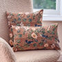 Luxury Super Soft Velvet Cushion Wild Rose Birds Gold, thumbnail 2 of 4