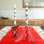 Pair Of Christmas Holly Hand Painted Extra Long Dinner Candles, thumbnail 1 of 2