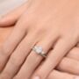 Two Ct Oval Moissanite Three Stone Engagement Ring, thumbnail 5 of 10
