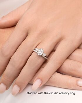 Two Ct Oval Moissanite Three Stone Engagement Ring, 5 of 10
