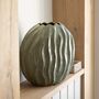 Narrow Wavy Ribbed Green Vase, thumbnail 4 of 4