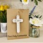 Personalised First Communion Cross Wooden Keepsake Card, thumbnail 6 of 7