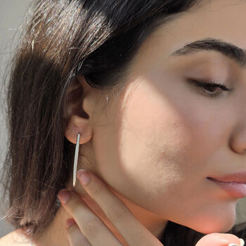 Big Round 40mm Hoop Silver Earrings With Crystals, 6 of 6