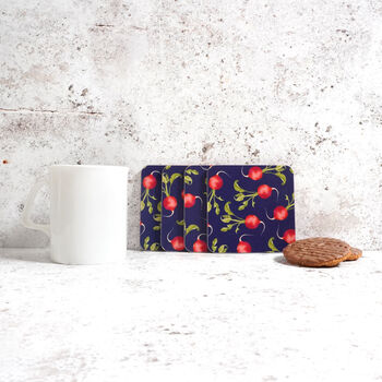 Radish Coaster Set | Illustrated Coasters Gift Set | British Made, 2 of 5