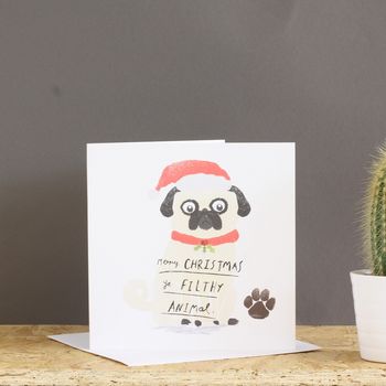 Pug Christmas Card, 2 of 2