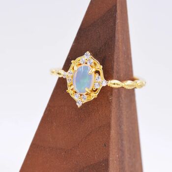 Sterling Silver Natural Genuine Opal Rings, 8 of 12