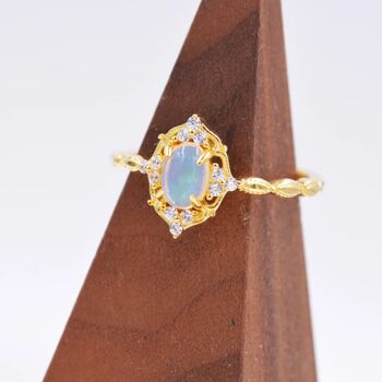 Sterling Silver Natural Genuine Opal Rings, 7 of 12