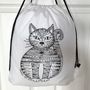 Drawstring Bag To Colour In With Cat, thumbnail 2 of 6