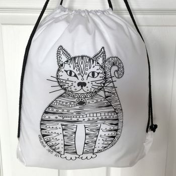 Drawstring Bag To Colour In With Cat, 2 of 6