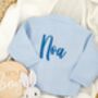 Blue Personalised Embroidered New Baby Name Cardigan, thumbnail 2 of 11