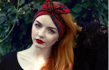 Tartan Dolly Bow In Red Or Blue, 2 of 4