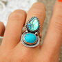 Dreamer Turquoise And Abalone Silver Statement Ring, thumbnail 2 of 7
