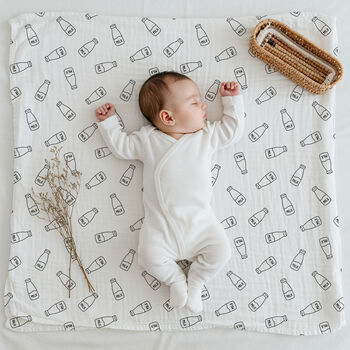 Luxury Milk Bottle Organic Bamboo Muslin Swaddle Blanket, 2 of 2