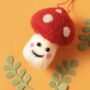 Kawaii Happy Face Mushroom Christmas Decoration, thumbnail 2 of 2