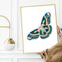 Moth White Gold Butterfly Girls Art Print, thumbnail 1 of 4