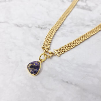 18ct Gold Plated Amethyst February Mesh Necklace, 2 of 3