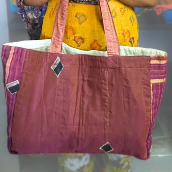 Large Sari Market Tote Bag, Cotton Canvas Lining, 8 of 8