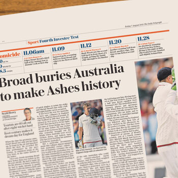 The Ashes Personalised UK Cricket Gift Newspaper Book, 12 of 12