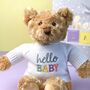 Keeleco Recycled Dougie Gift Bear 'Hello Baby' Grey, thumbnail 2 of 4