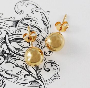 Ball Rose Gold Plated Silver Stud Earrings, 2 of 6