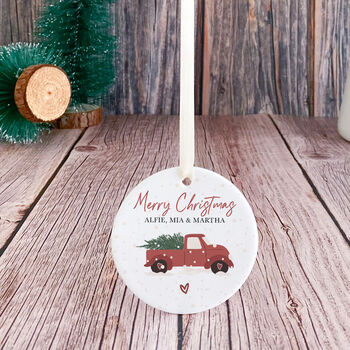 Personalised Merry Christmas Ceramic Ornament For Family, 6 of 8