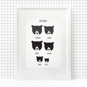 Our Family Print, Personalised A4 Bear, 6 of 6