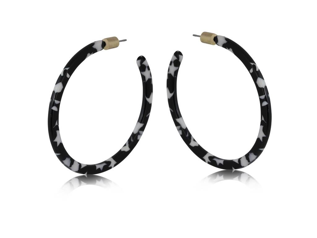 Black And White Large Resin Hoop Earrings By Heliotique