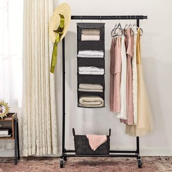 Hanging Wardrobe Clothes Organiser Storage Shelves, 5 of 12