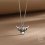 Oxidised Sterling Silver Highland Cow Pendant Necklace, thumbnail 1 of 12